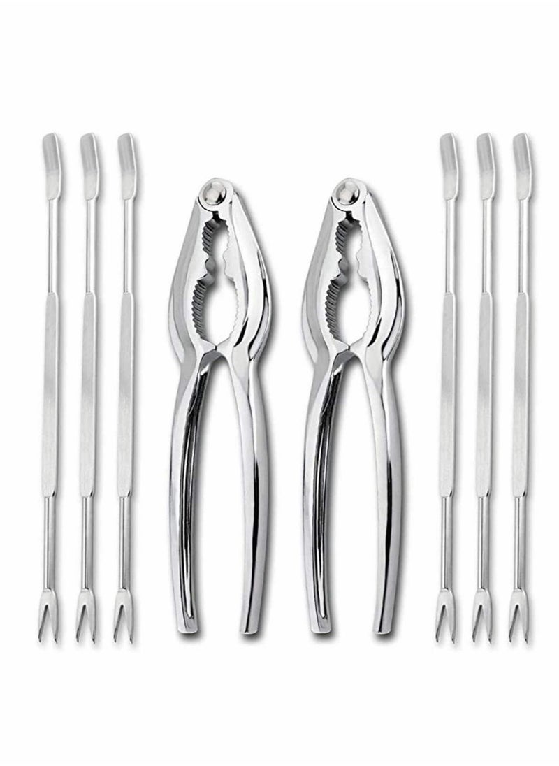 SYOSI - 8 Pieces Seafood Tools Set Crab Crackers Nut Cracker Forks - Image 1