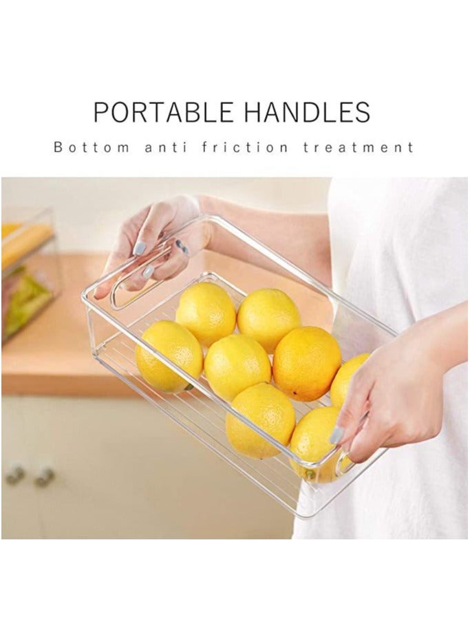 صناديق تخزين الثلاجة 6 قطع من صناديق حفظ الطعام الطازجة مع مقبض سلة تخزين كبيرة محمولة للخضروات والفواكه واللحوم والمشروبات والبيض ومنظمات المطبخ والإكسسوارات - Image 4