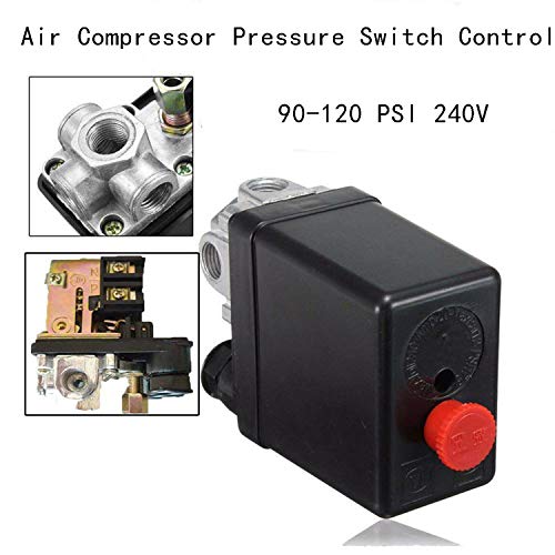 Wadoy Central Pneumatic Air Compressor Pressure Switch Control Valve Upgraded Replacement for Parts 90-120 PSI 240V 4-Way Air Compressor Pressure Switch - Image 2