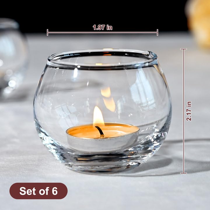 FrutPunch Candle Holder, Glass Candle Holder, Transparent Votive Candle Holders, Can be Used for Engagement, Wedding, Party, Gift Giving and Other Occasions Set of 6 - Image 3