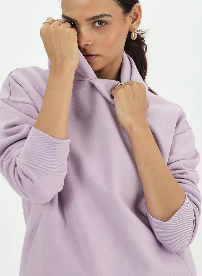 Femmella  Lilac Fleece Oversized Hoodie for Women | Best Price UAE