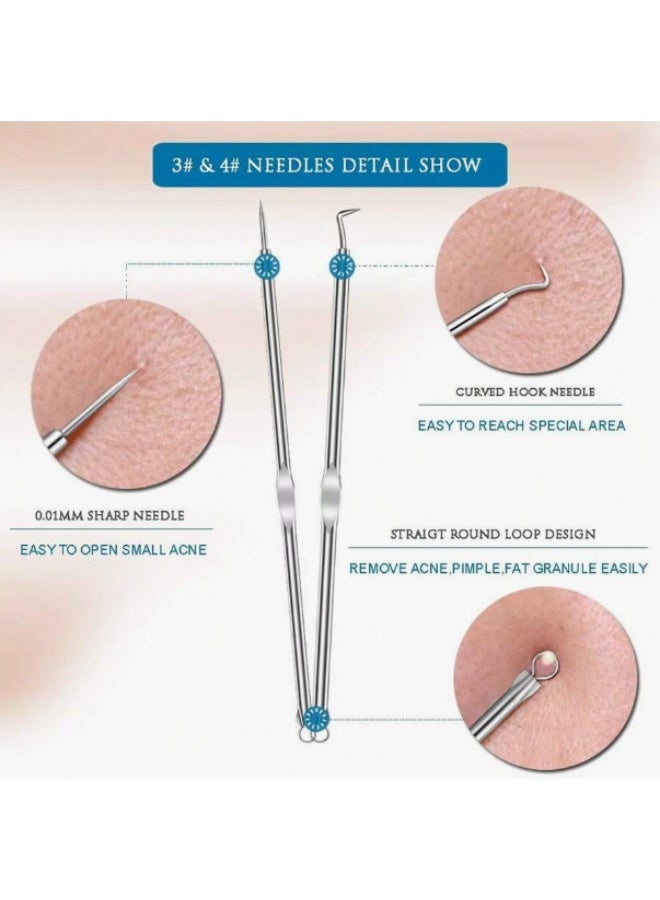 4Pcs Blackhead & Acne Remover Tool Set - Professional Facial Pore Cleaning Needle Kit - Image 3