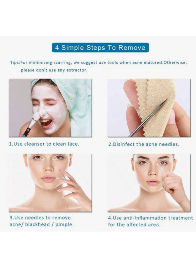 4Pcs Blackhead & Acne Remover Tool Set - Professional Facial Pore Cleaning Needle Kit - Image 4