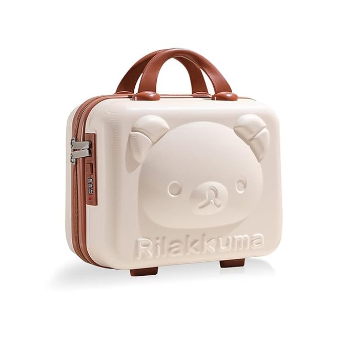 IMUU IMUU Cosmetic Case Cartoon Bear Storage Box Mini Suitcase Lightweight Password Lock Hand Luggage Storage Bag with Zipper Clipon Function Water Proof Cosmetic Travel Case for Womens Girls