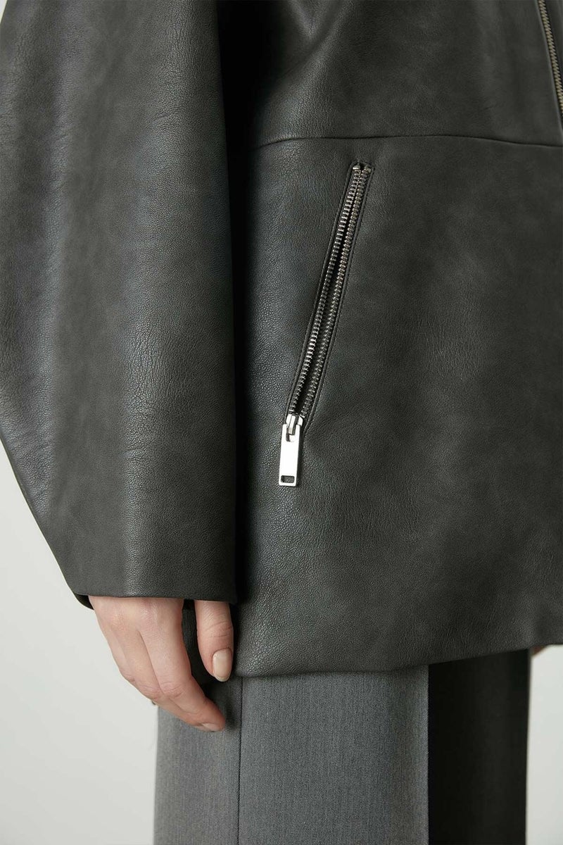 Manuka Aged Effect Leather Jacket Anthracite  - Image 4