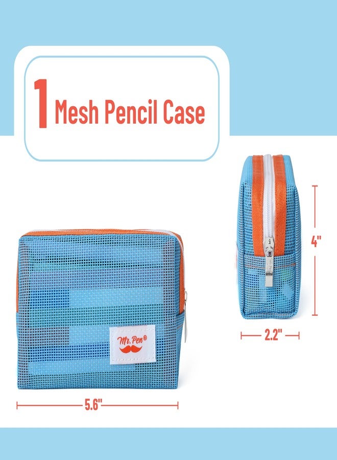 Mr. Pen- Mesh Pencil Case, Blue, Mesh Zipper Pouch Bags with Zipper Pouches for Organization, Cosmetic Bag, Purse Pouch - Image 2