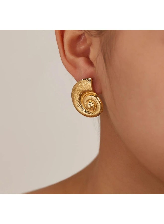 Fayrouz Jewellery Women's Gold Hoop Earrings 18K Gold Plated Stainless Steel Hoop Earrings, Lightweight Hypoallergenic Ear Studs, Fashion Jewelry by Fairuz Jewelry  - Image 1