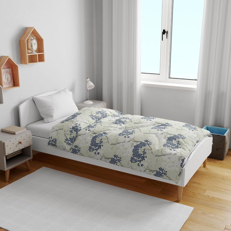 Divine Casa Floret 100 Cotton Single Kids Dohar 120 GSM Soft Lightweight Throw Blanket Cozy Breathable Bedding AllSeason Comfort 140 x 100 CM Grey Blue - Image 4