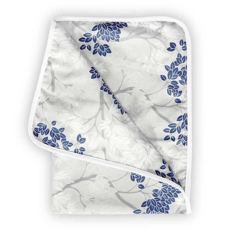 Divine Casa Floret 100 Cotton Single Kids Dohar 120 GSM Soft Lightweight Throw Blanket Cozy Breathable Bedding AllSeason Comfort 140 x 100 CM Grey Blue - Image 1