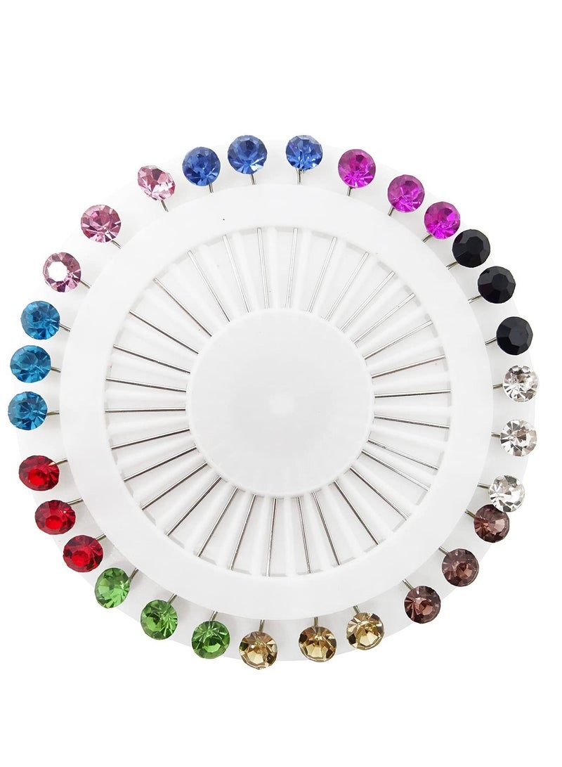 Hijab Pins with Safety Caps, 30Pcs Colorful Crystal Rhinestone Pins, Scarf Pins, Brooch Pins, Shawl Sweater Cardigan Safety Pins, Wedding Pins Sewing Snag-Free Pins - Image 1
