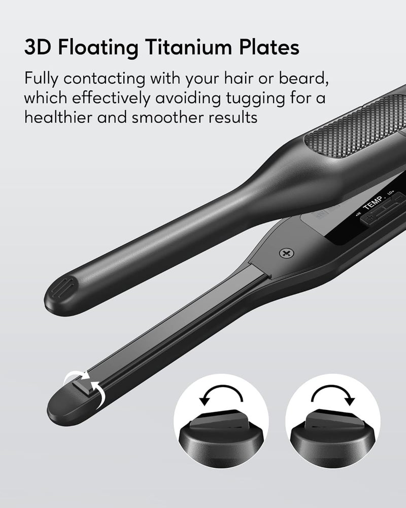 Telfun Mini Flat Iron - 3/10" Ultra-Slim Straightener for Short Hair, Bangs & Beard, Fast 15-Second Heat-Up, Adjustable Temperature & Dual Voltage - Image 5
