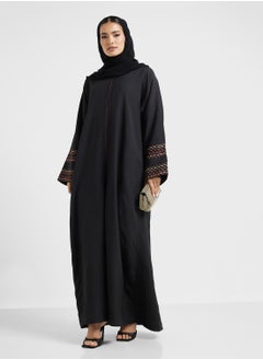 Black Abaya with Embroidery at back