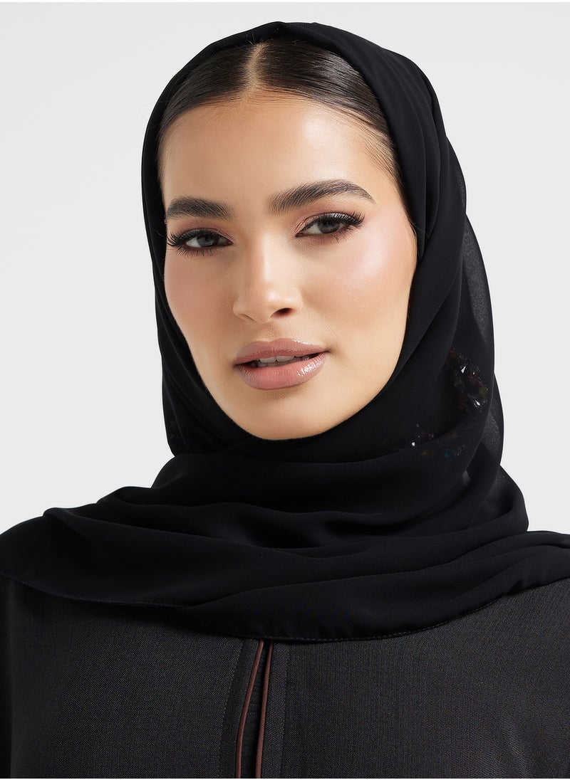 hayas closet Black Abaya with Embroidery at back  - Image 4