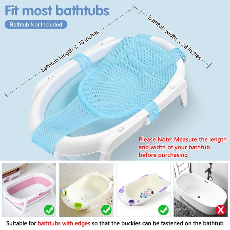 Colorlife Baby Bath Seat Support Net Infant Bathing Seat Support Mat, Adjustable Comfortable Non-Slip Five-Pointed Baby Shower Net Bathtub Sit Up Mesh for Newborn 0-6 Months-Light Blue(No Bathtub) - Image 3