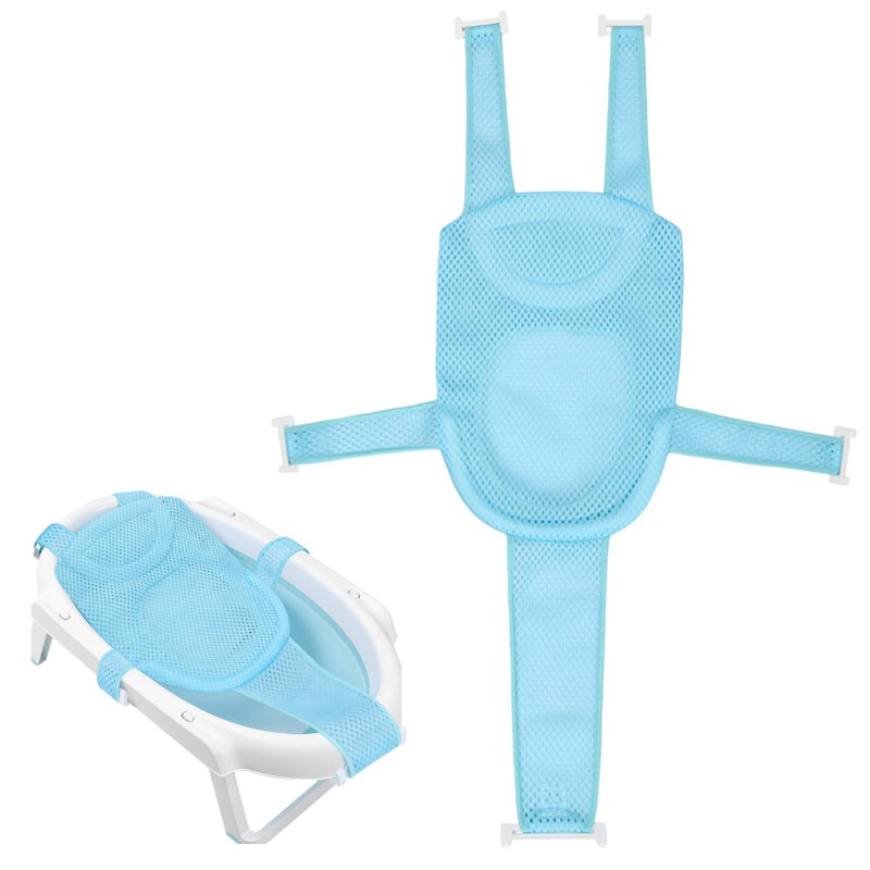 Colorlife Baby Bath Seat Support Net Infant Bathing Seat Support Mat, Adjustable Comfortable Non-Slip Five-Pointed Baby Shower Net Bathtub Sit Up Mesh for Newborn 0-6 Months-Light Blue(No Bathtub) - Image 1