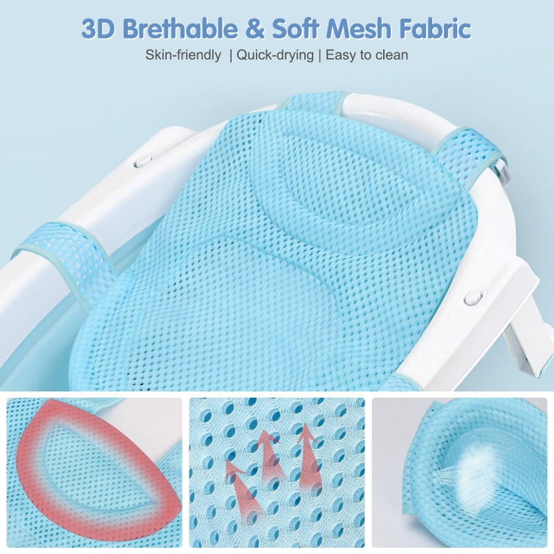 Colorlife Baby Bath Seat Support Net Infant Bathing Seat Support Mat, Adjustable Comfortable Non-Slip Five-Pointed Baby Shower Net Bathtub Sit Up Mesh for Newborn 0-6 Months-Light Blue(No Bathtub) - Image 5