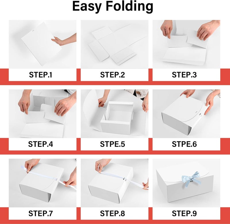 PEKGRIL 15 PCs Gift Boxes with Lids, White 10X8X4 Inch Gift Boxes, Bridesmaid Proposal Box with Ribbon, Kraft Paper Boxes for Wedding, Packaging, Present, Birthday, Christmas, Party - Image 3