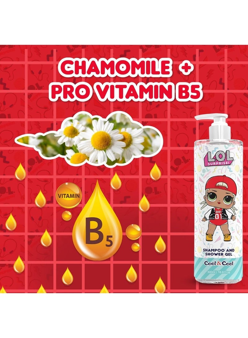 كول اند كول كول آند كول إل أوه إل سربرايز إم سي سواج، شامبو وجل استحمام للأطفال خالي من الكحول غني بالبابونج وفيتامين ب5 - 500 مل - Image 3