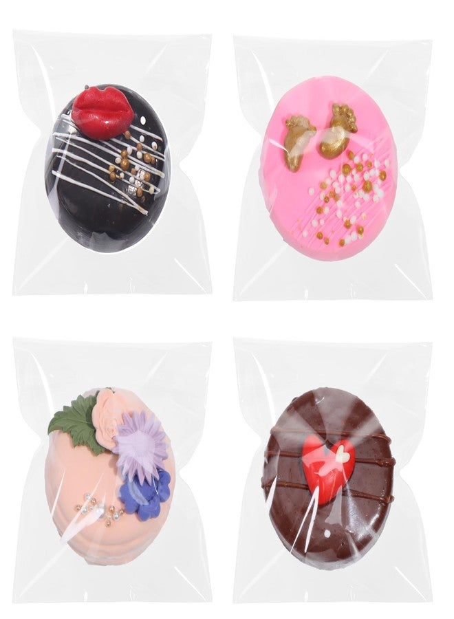 TEMLQPACK100Pcs 3.5 x3.5Inch Self Sealing Cellophane Bags for Cookies, Macarons, Brownies, Donuts, Snacks, Treats & Candy - Perfect for Valentine's, Wedding, Shower & Party Gift Bags - Image 1