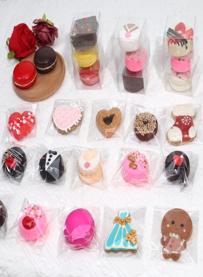 TEMLQPACK100Pcs 3.5 x3.5Inch Self Sealing Cellophane Bags for Cookies, Macarons, Brownies, Donuts, Snacks, Treats & Candy - Perfect for Valentine's, Wedding, Shower & Party Gift Bags - Image 2