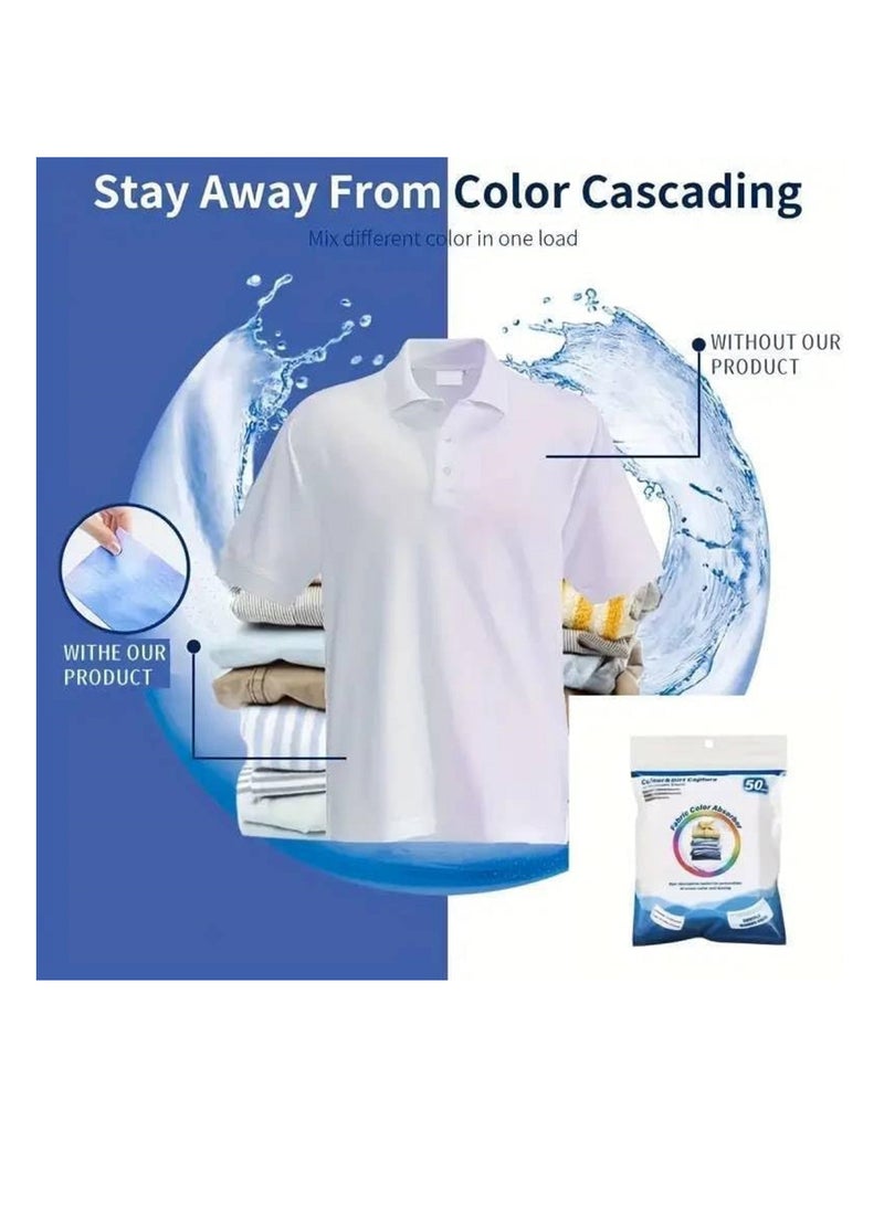 مناديل امتصاص الألوان للغسيل، ٥٠ مناديل امتصاص ألوان الأقمشة للاستخدام مرة واحدة، تمنع بهتان الألوان واختلاطها - سهلة الاستخدام، آمنة لجميع الأقمشة. - Image 3