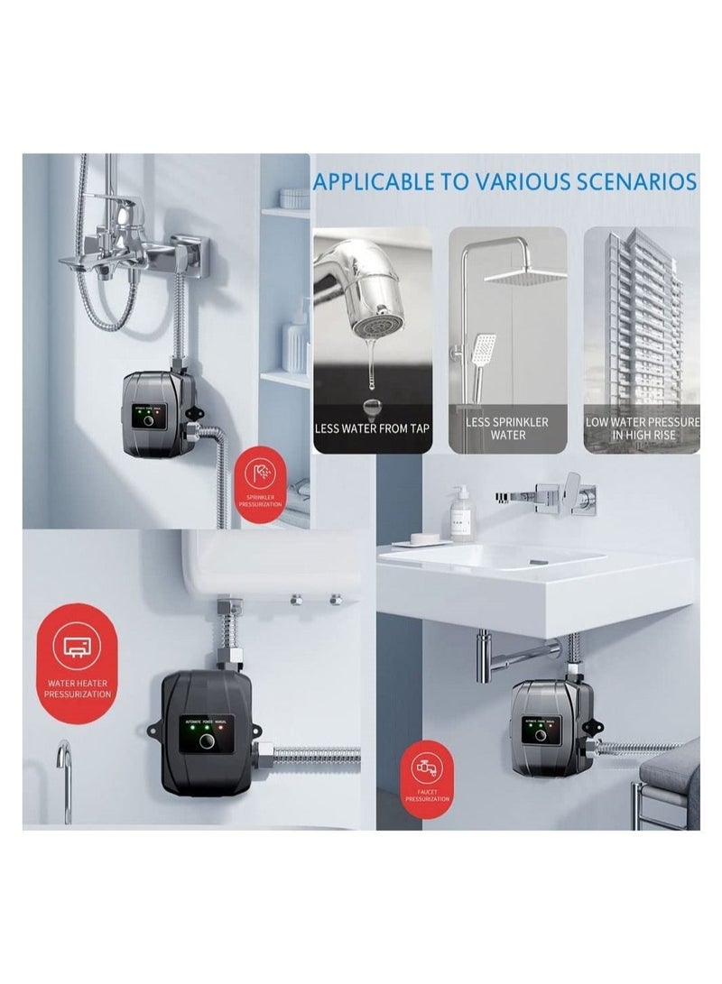 Water Booster Pump,24V Portable Automatic Pressure Pump,150W Shower Pump with Flow Switch, Hot Cold for Tap Water/Toilet/Bathroom (Black) - Image 4