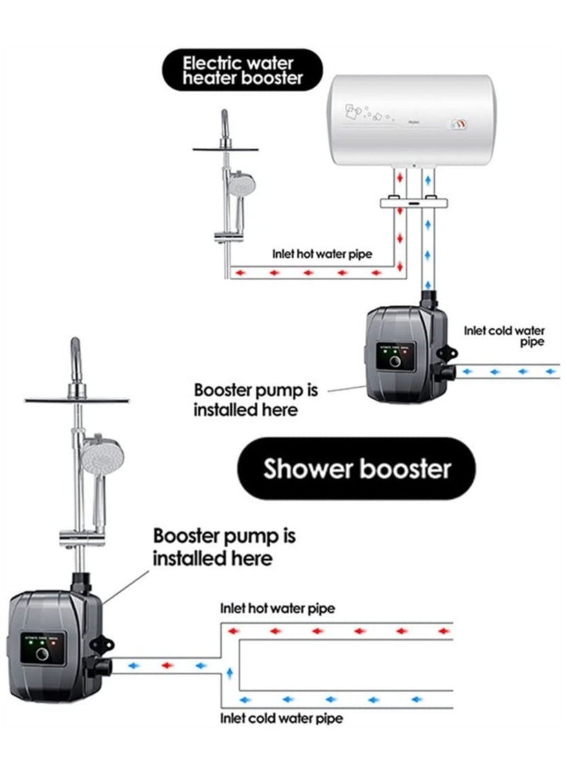 Water Booster Pump,24V Portable Automatic Pressure Pump,150W Shower Pump with Flow Switch, Hot Cold for Tap Water/Toilet/Bathroom (Black) - Image 2