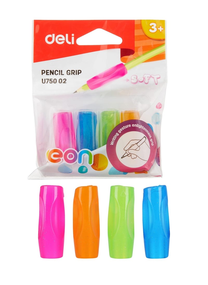 Deli - 4-Piece Pencil Grip Assorted Colours - Image 1