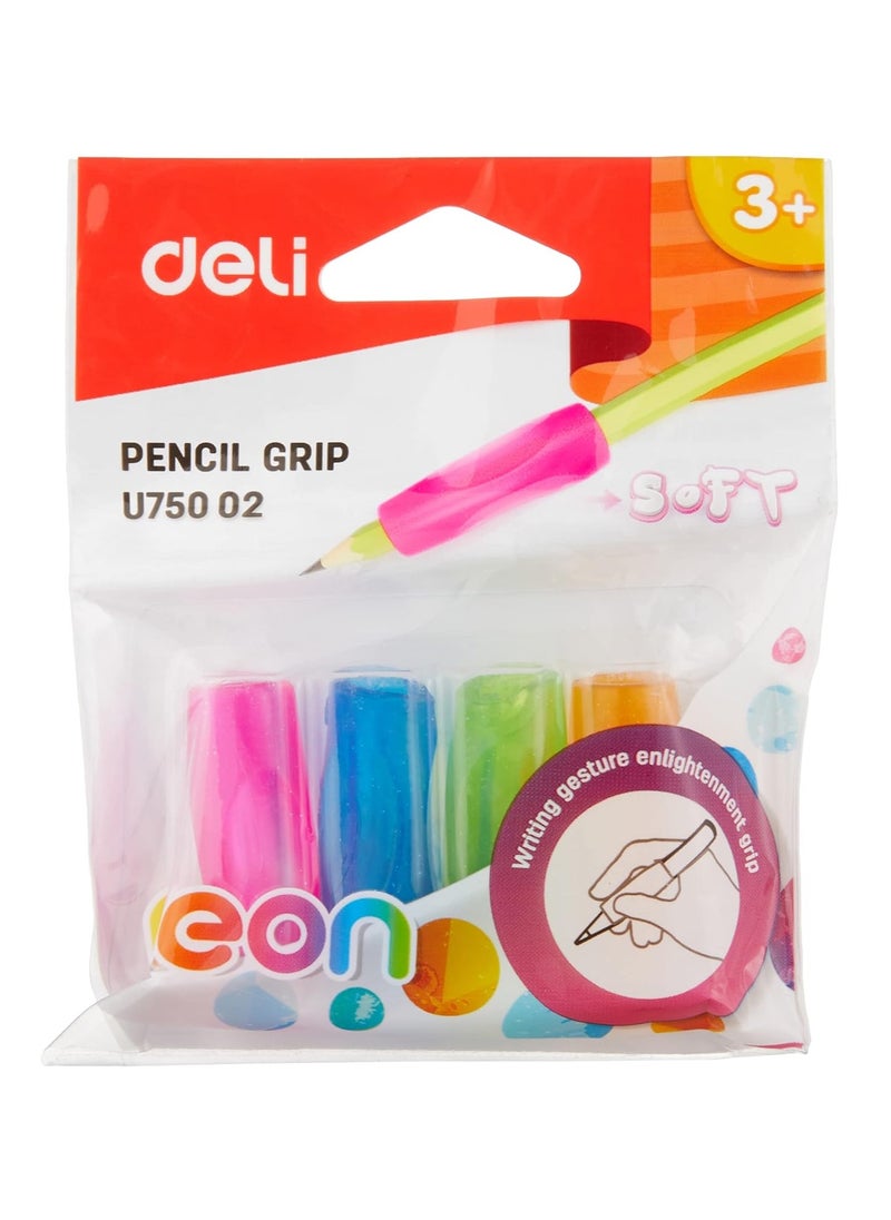 Deli - 4-Piece Pencil Grip Assorted Colours - Image 1