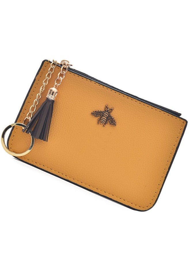 أنابيلز محفظة نقود معدنية مع حامل بطاقات من الجلد وسلسلة مفاتيح وسحاب (أصفر) - Image 1