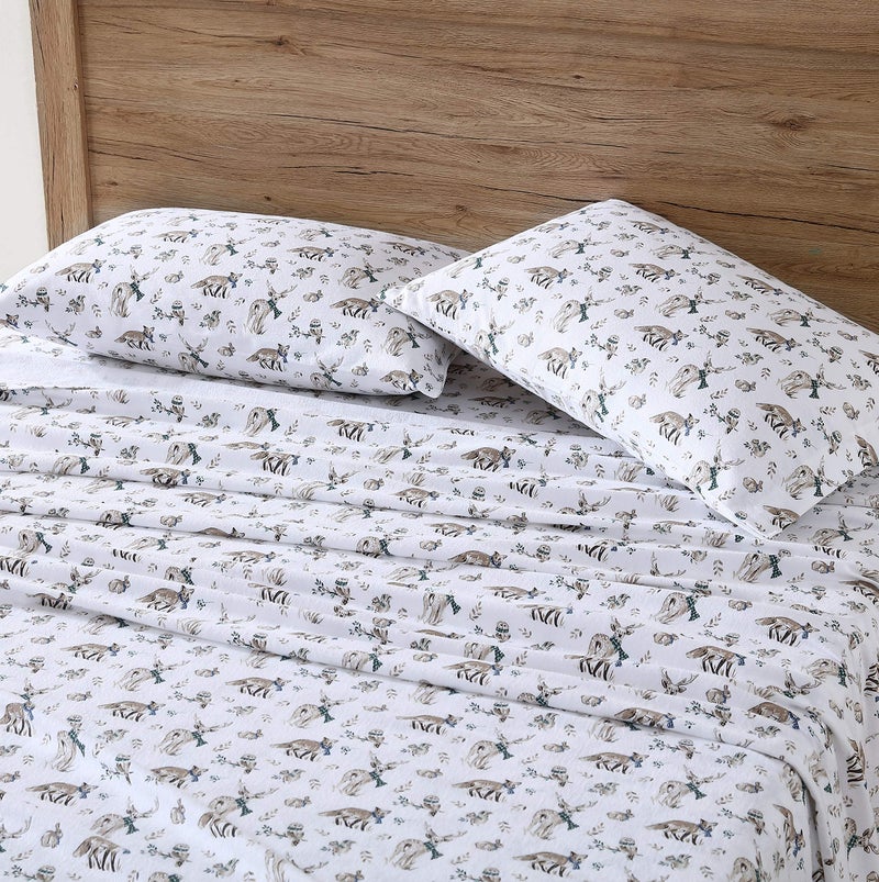 Eddie Bauer Eddie Bauer - Queen Sheet Set  Warm Breathable Cotton Flannel Bedding with Deep Pockets  Brushed for Extra Softness  Cozy Home Decor  Oeko-Tex Certified (Woodlands Friends  Queen)  - Image 3