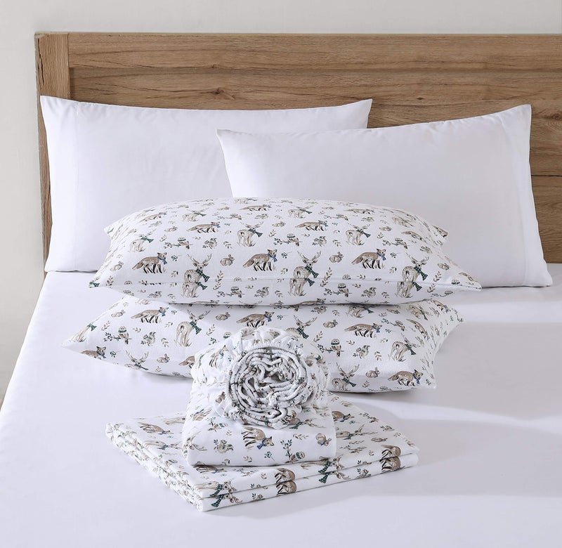 Eddie Bauer Eddie Bauer - Queen Sheet Set  Warm Breathable Cotton Flannel Bedding with Deep Pockets  Brushed for Extra Softness  Cozy Home Decor  Oeko-Tex Certified (Woodlands Friends  Queen)  - Image 2