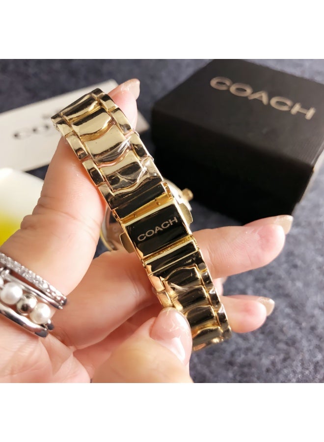 COACH Store Coach Classic Men's and Women's Fashion Multi functional Alloy Round Quartz Watch Stainless Steel Strap 32CM - Image 4