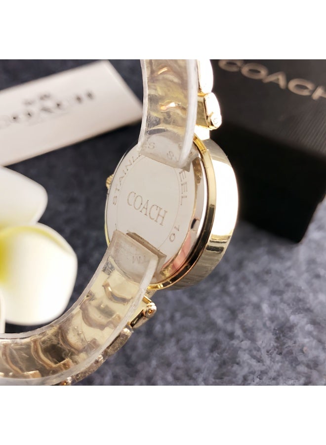 COACH Store Coach Classic Men's and Women's Fashion Multi functional Alloy Round Quartz Watch Stainless Steel Strap 32CM - Image 5