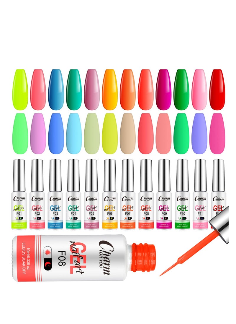 Excefore Luminous Painted Nail Gel Polish Set, Glow In Dark Gel 12 Colors, Neon Drawing Liner Nail Gel For Nail Art, UV LED Gel Liner Nail Art Polish, Nail Polish Set for Party  - Image 5
