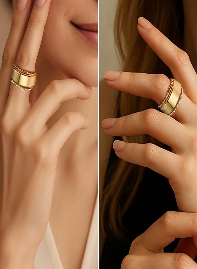 CARITATE 2 Pack Stacking Rings for Oura Ring Gen 4/Gen 3, 14k Gold Plated Twist Rope Ring Non Tarnish, Thin Oura Stacking Ring for Women Size 7-10, Smart Rings Accessories - Image 2