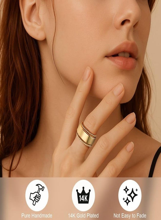 CARITATE 2 Pack Stacking Rings for Oura Ring Gen 4/Gen 3, 14k Gold Plated Twist Rope Ring Non Tarnish, Thin Oura Stacking Ring for Women Size 7-10, Smart Rings Accessories - Image 4