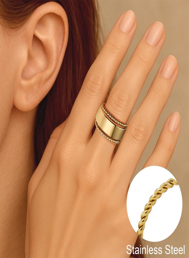 CARITATE 2 Pack Stacking Rings for Oura Ring Gen 4/Gen 3, 14k Gold Plated Twist Rope Ring Non Tarnish, Thin Oura Stacking Ring for Women Size 7-10, Smart Rings Accessories - Image 5