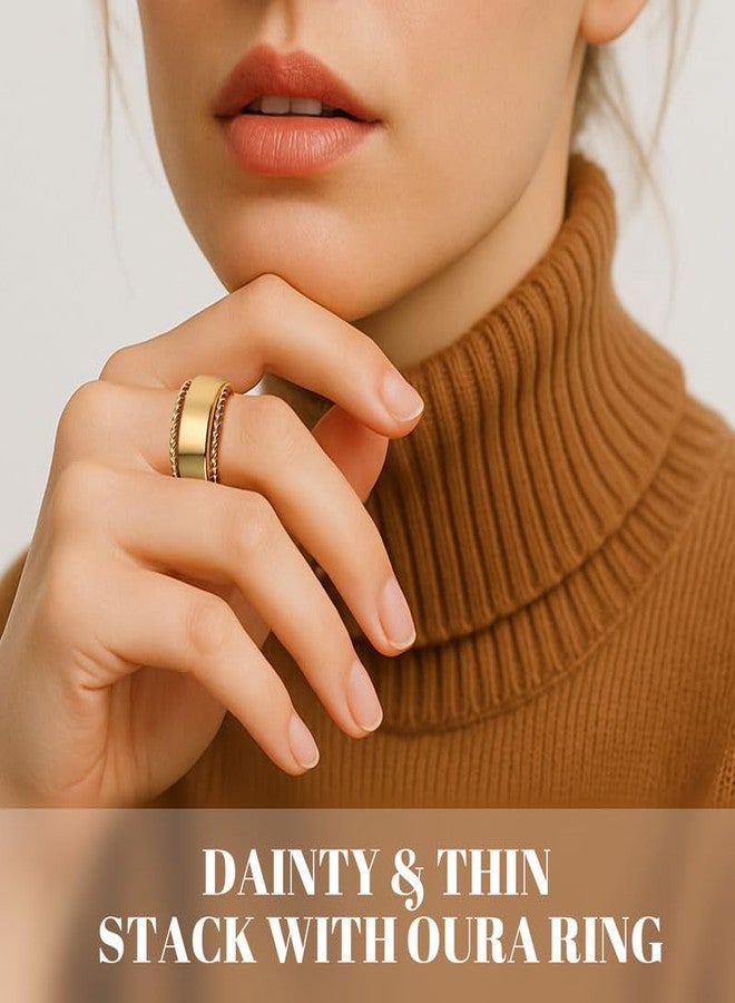 CARITATE 2 Pack Stacking Rings for Oura Ring Gen 4/Gen 3, 14k Gold Plated Twist Rope Ring Non Tarnish, Thin Oura Stacking Ring for Women Size 7-10, Smart Rings Accessories - Image 3