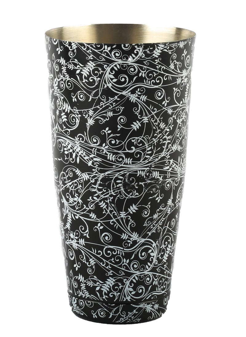 BarPros BarPros Black Floral Boston Shaker 28 oz tin - Elevate Your Cocktail Game  - Image 1