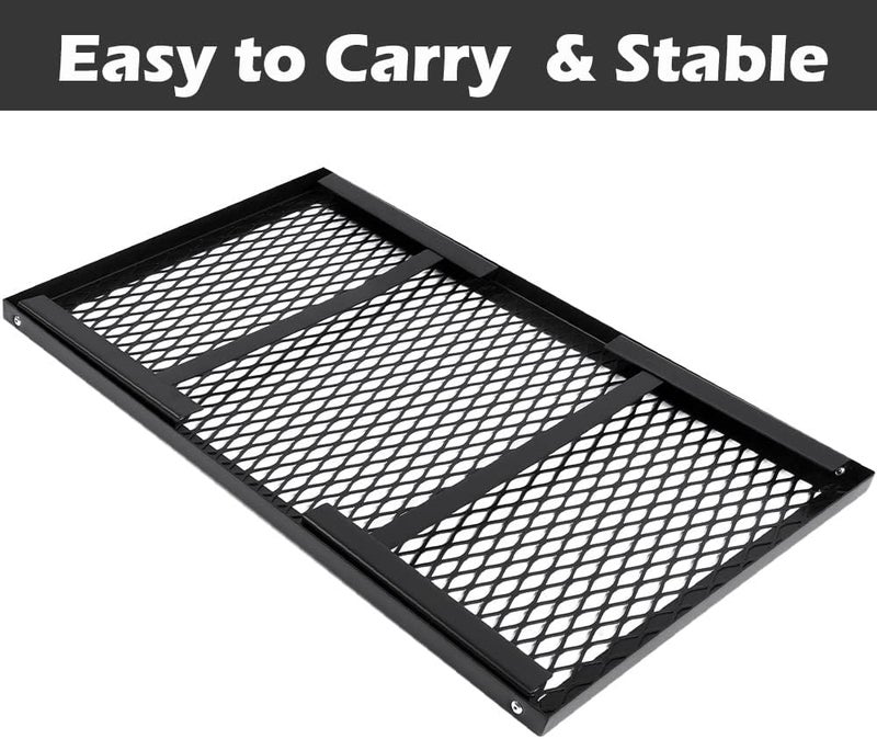 CADARA شواية نار المخيم القابلة للطي، 21.6" × 11.8" شبكة فولاذية ثقيلة مع أرجل، شواية محمولة فوق النار للطهي في الهواء الطلق، باربكيو، نزهة، سوداء - Image 4
