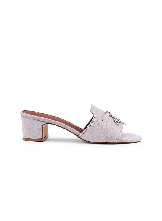 Suede Block Heel Mules