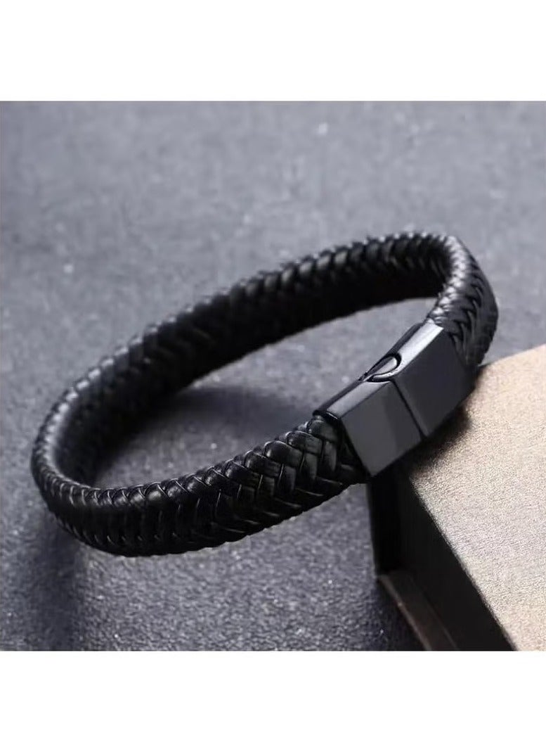 1pcs Men's Black Simple Woven Bracelet - Image 2