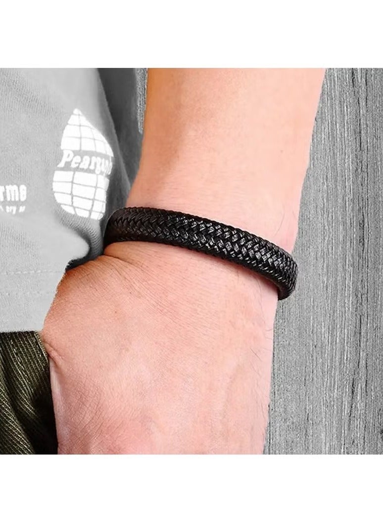 1pcs Men's Black Simple Woven Bracelet - Image 5