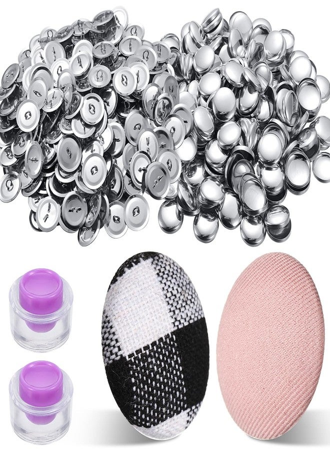 Raiten 100 Sets Cover Buttons Kit with Tools Size Buttons to Cover Self Cover Buttons with Wire Backs DIY Fabric Cloth Cover Buttons (Size 24/0.59 Inch) - Image 1