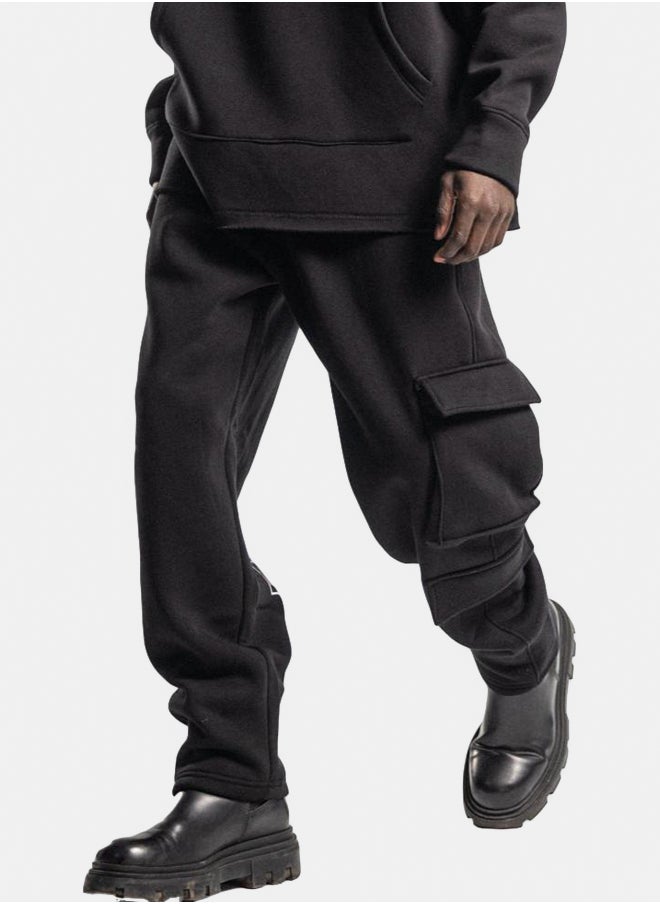 BLACK EDITION UNISEX WARNING CARGO SWEATPANTS  - Image 3