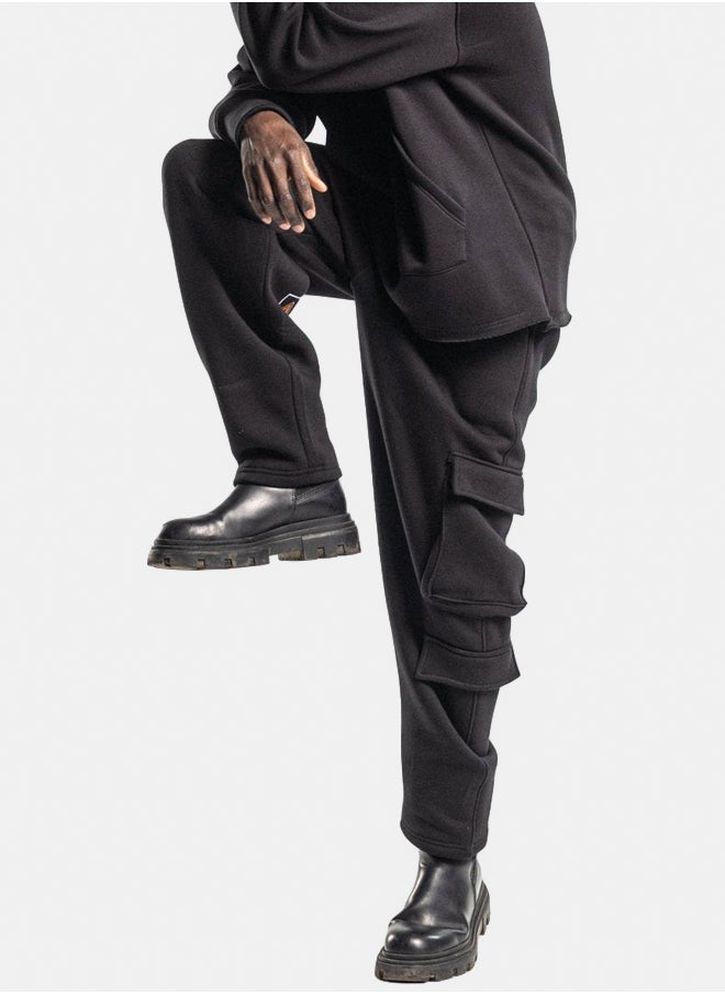 BLACK EDITION UNISEX WARNING CARGO SWEATPANTS  - Image 4