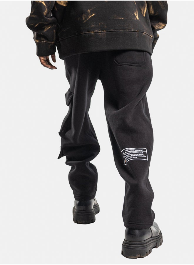BLACK EDITION UNISEX WARNING CARGO SWEATPANTS  - Image 2