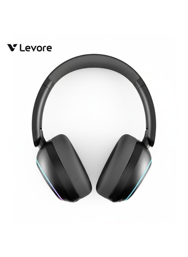 LEVORE LHB62-BK Bluetooth Headphones with Active Noise Cancellation (ANC), Wireless Over-Ear Headset, Deep Bass, 60H Playtime, Fast Charging, Built-in Mic – Black - Image 2