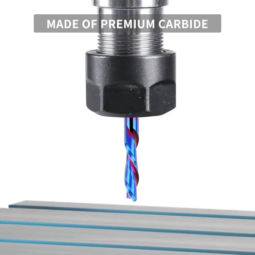 EANOSIC Downcut Spiral Router Bits 1/4 inch Shank, 1/4 inch Cutting Diameter Solid Carbide with Nano Blue Coating CNC Router Bits End Mill for Wood Cut, Carving - Image 5